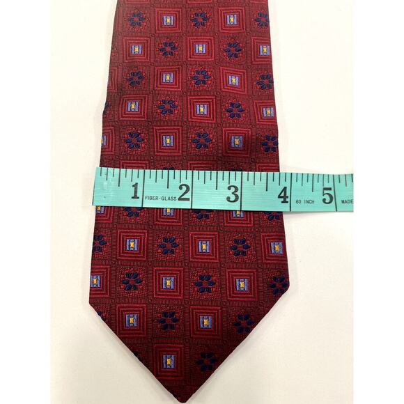 Robert Talbott Men's Necktie Tie Silk Red Blue Classic - Picture 4 of 6